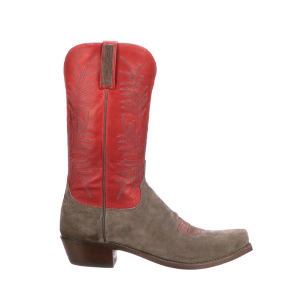 Lucchese Paxson Suede - Steel Grey + Red