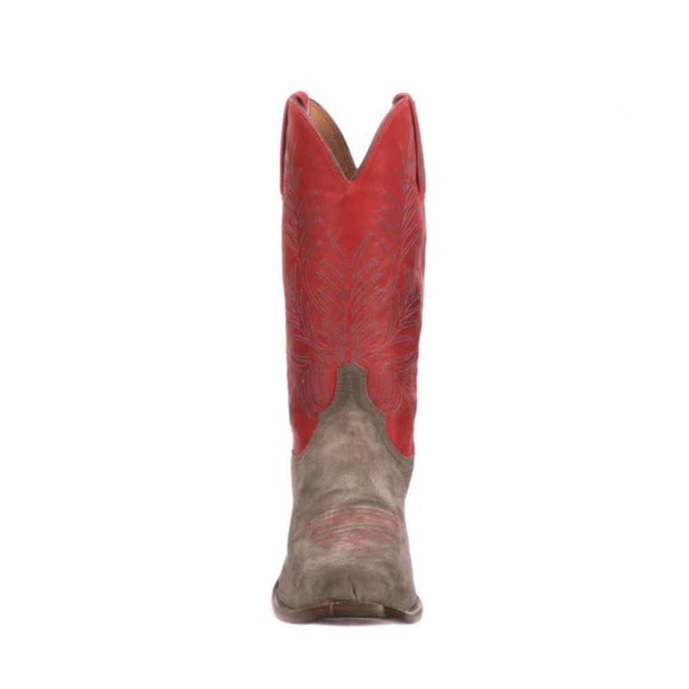 Lucchese Paxson Suede - Steel Grey + Red