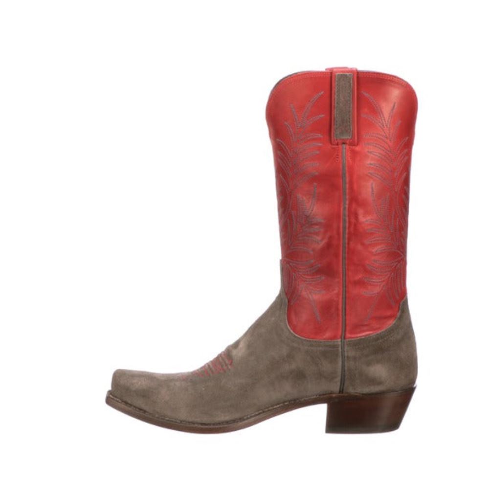 Lucchese Paxson Suede - Steel Grey + Red