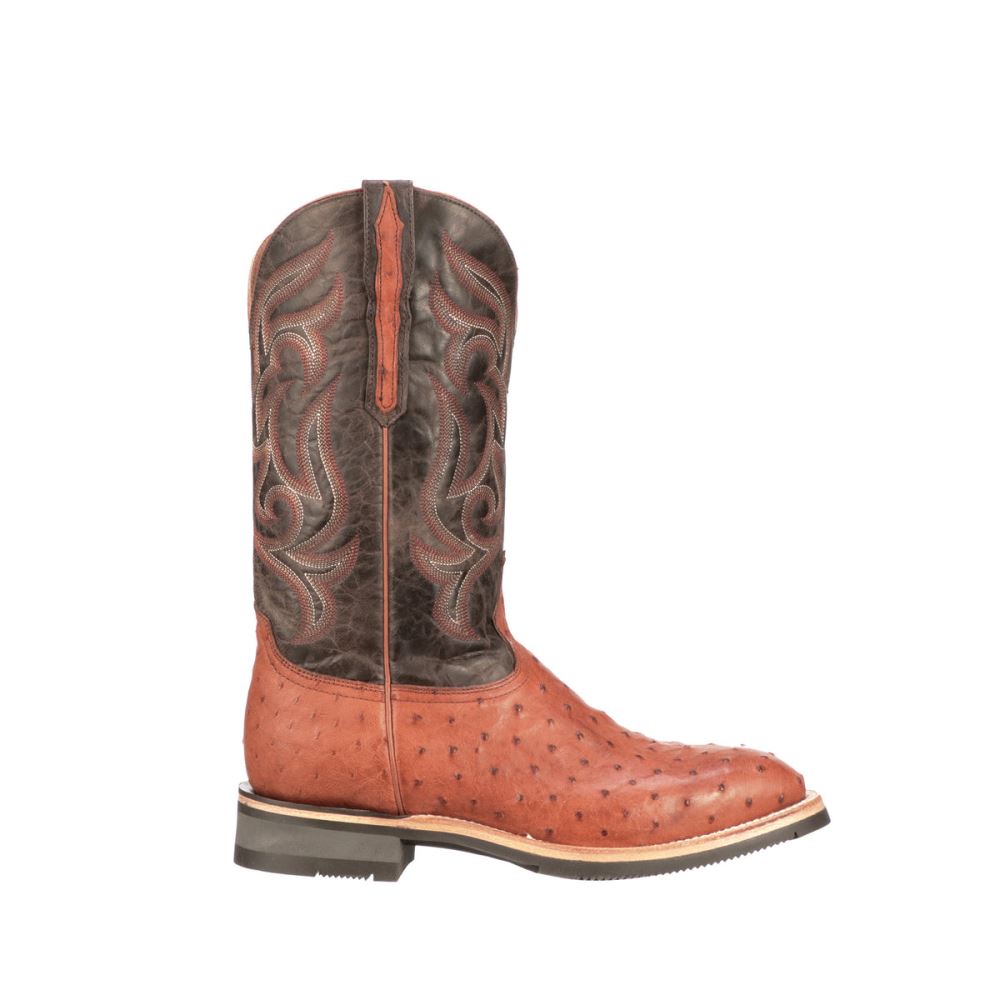 Lucchese Rowdy Ostrich - Cognac + Brown