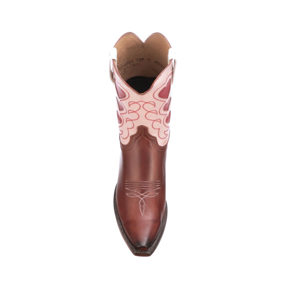 Lucchese Queen of Hearts - Rust + Pink