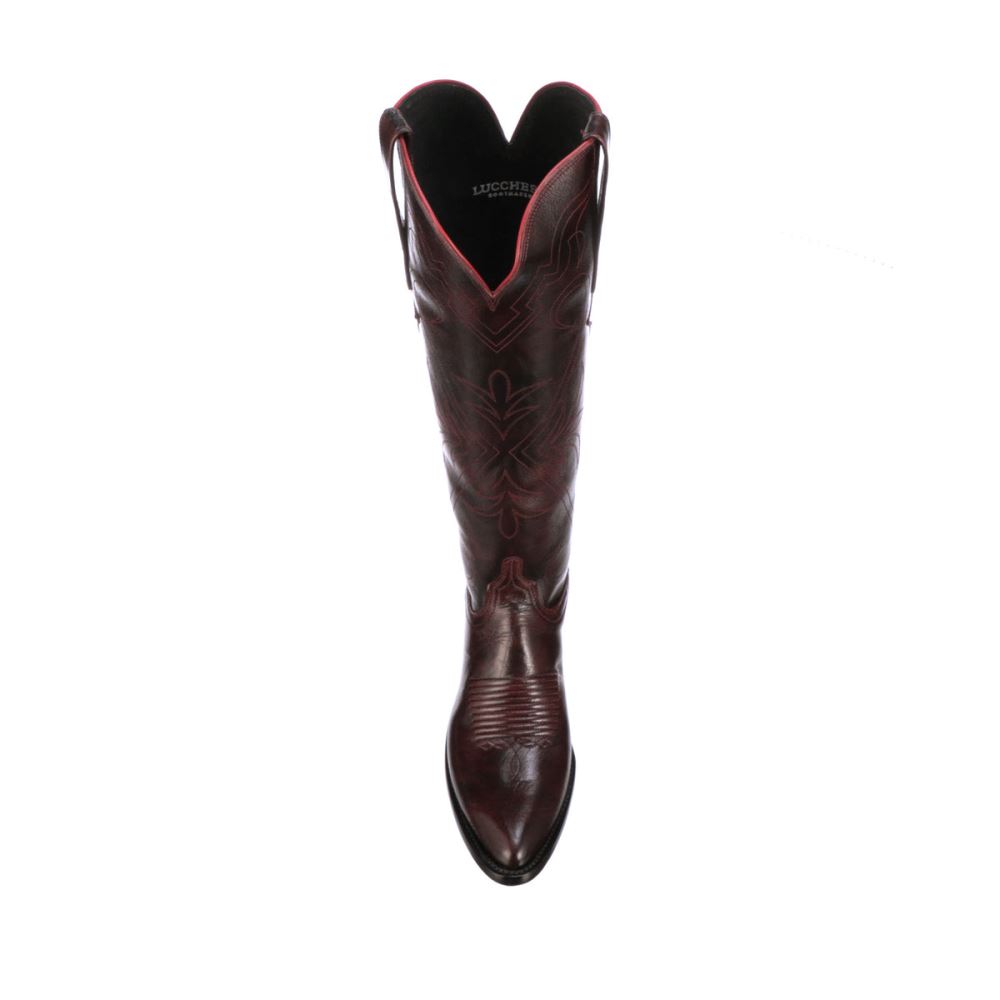 Lucchese Saltillo Tall - Black Cherry + Cognac