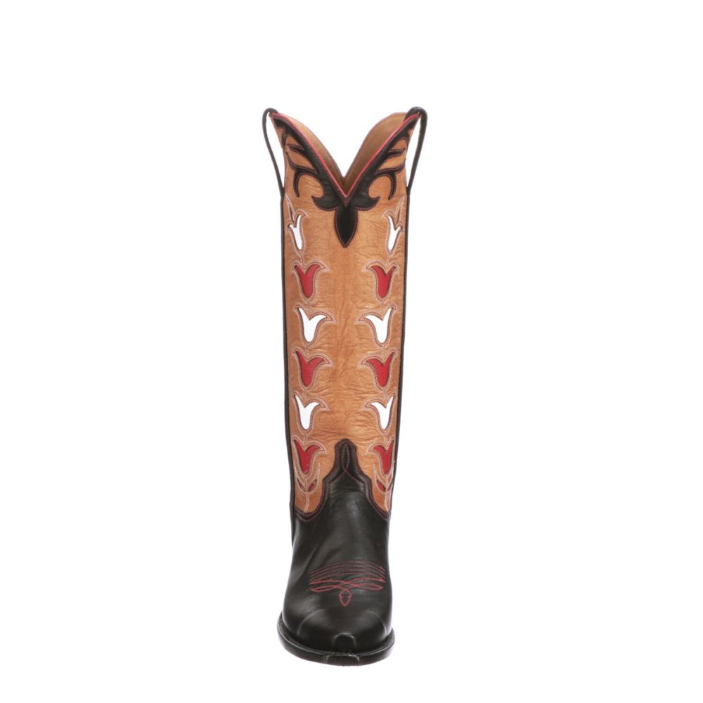 Lucchese Ladies Tall Tulip - Black + Rust