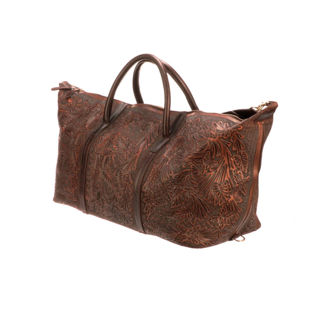 Lucchese Hand-Tooled Duffel - Brown