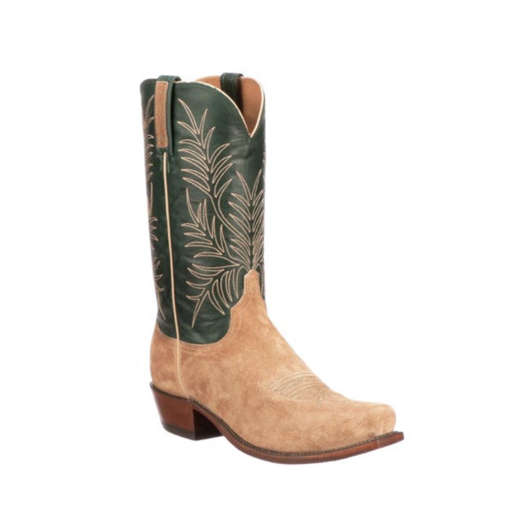 Lucchese Paxson Suede - Tan + Green