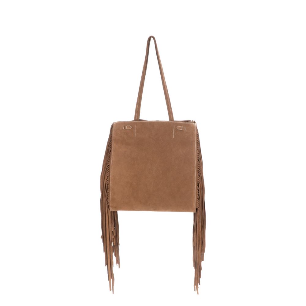 Lucchese Suede Fringe Tote Bag - Tan/Brown/White