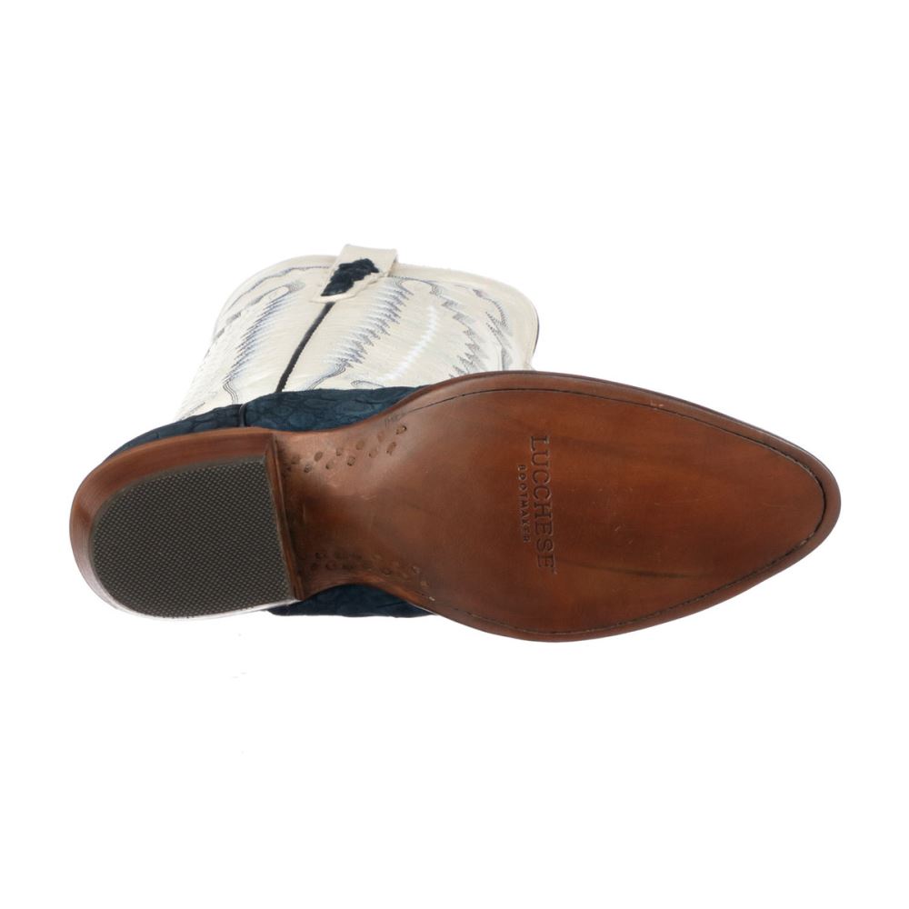 Lucchese Priscilla Exotic - Navy/Cream