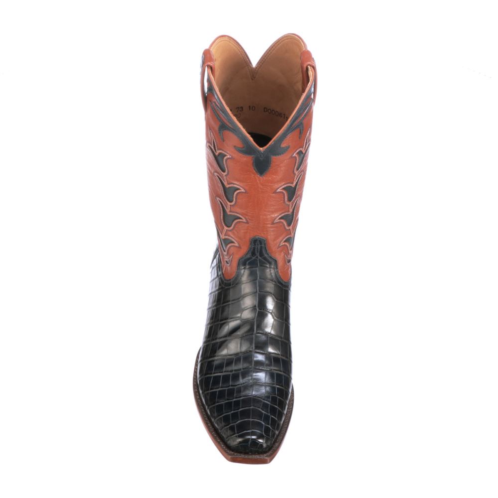 Lucchese Tulip Exotic - Navy + Pearwood Tan