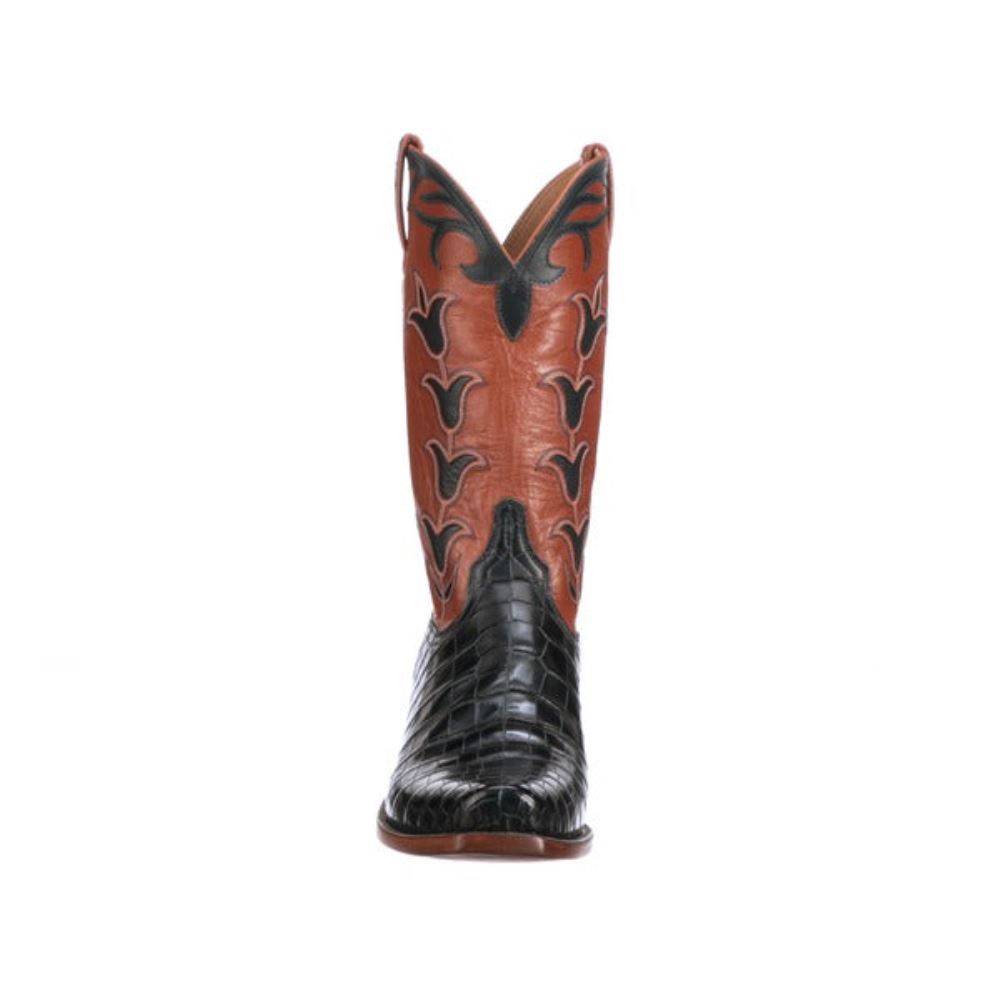 Lucchese Tulip Exotic - Navy + Pearwood Tan