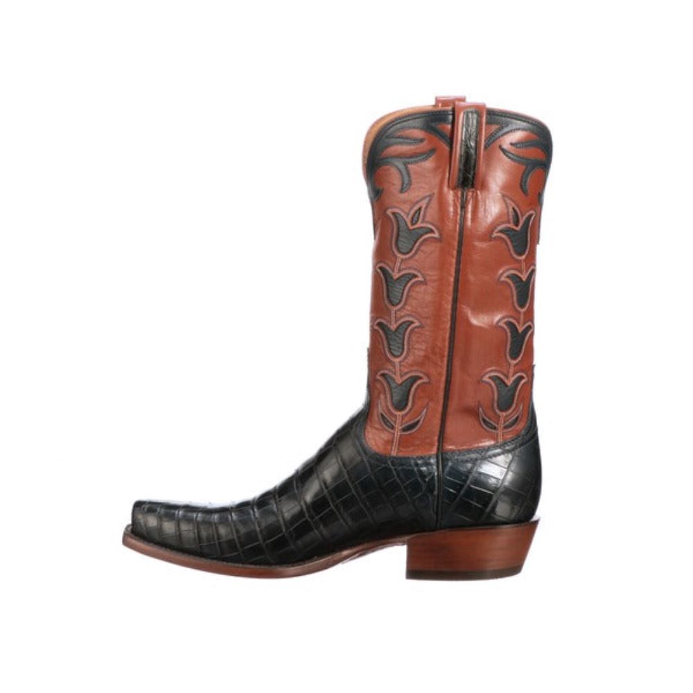 Lucchese Tulip Exotic - Navy + Pearwood Tan