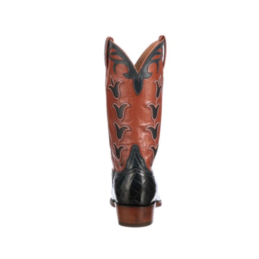 Lucchese Tulip Exotic - Navy + Pearwood Tan