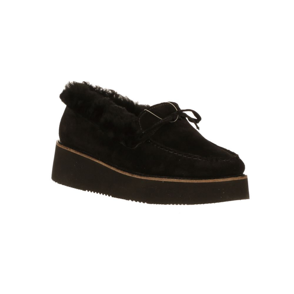 Lucchese Shearling Wedge Moccasin - Black