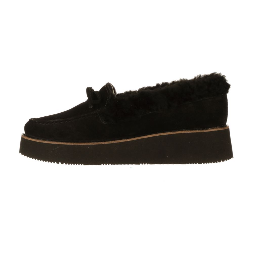 Lucchese Shearling Wedge Moccasin - Black