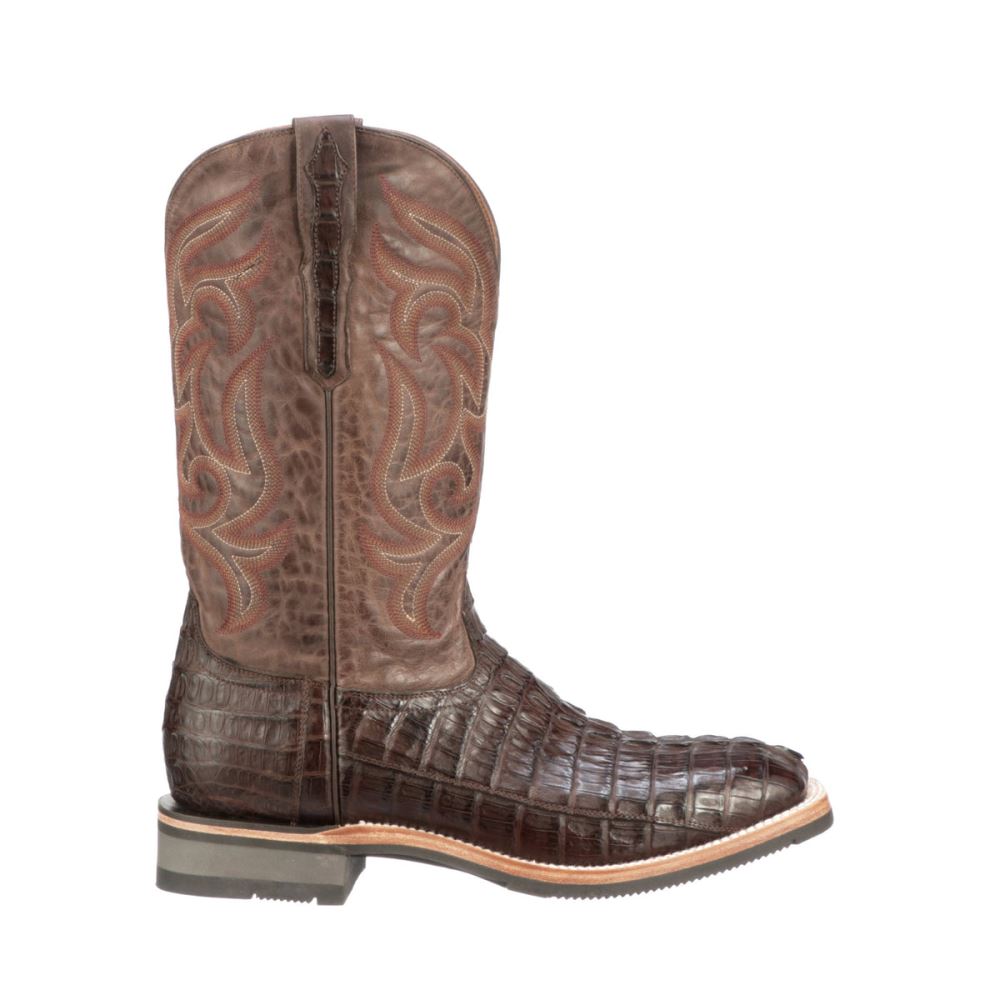 Lucchese Rowdy Hornback Caiman - Chocolate