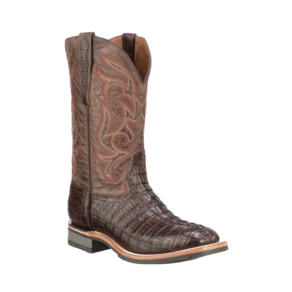 Lucchese Rowdy Hornback Caiman - Chocolate